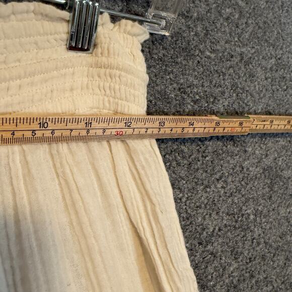 Abercrombie & Fitch Pants Womens Small White Smocked Waist Wide Leg Boho Beach - Picture 11 of 12